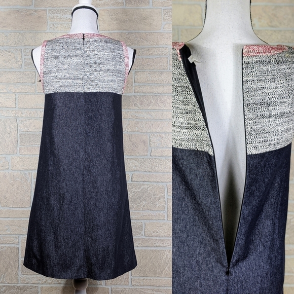 NWOT PAULE KA Tweed Denim A-Line Dress - Picture 2 of 8